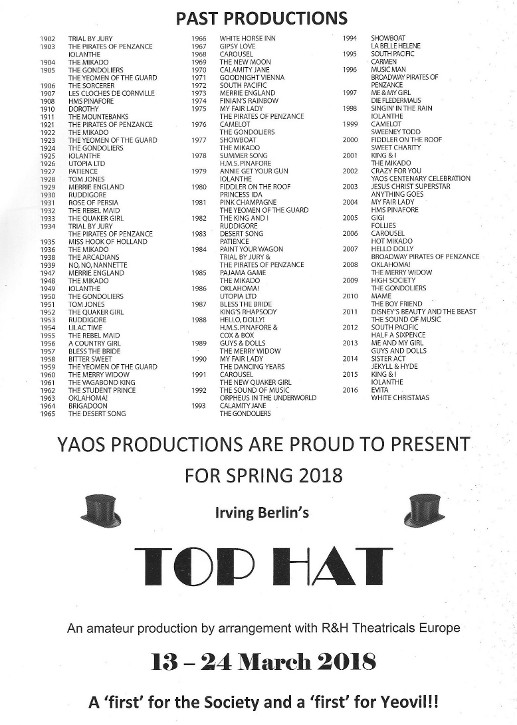JCS Pg 24 & Announcement of Spring 2018 Show 'Top Hat'